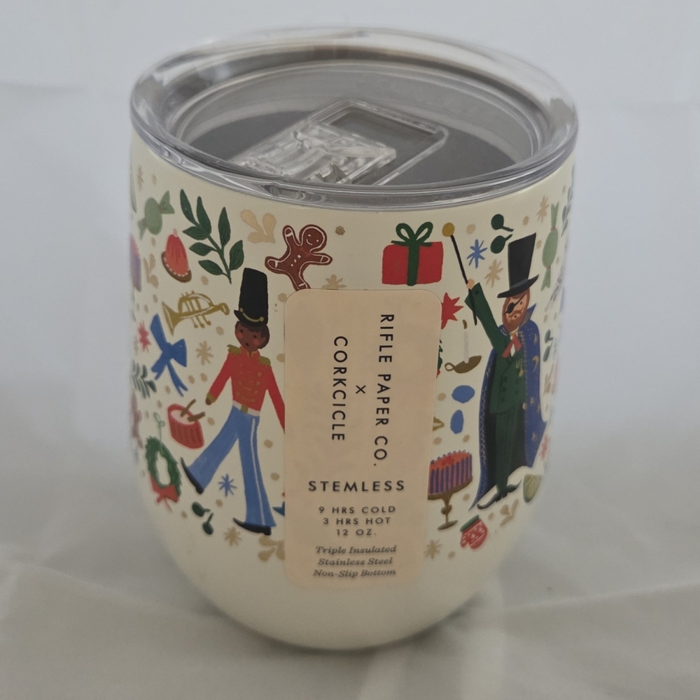Rifle Paper Co. Stemless Tumbler with Festive Design